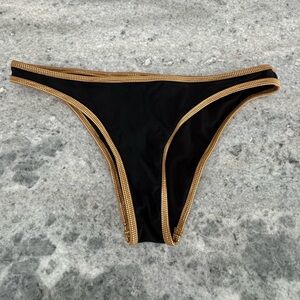 aerie Black Bikini Bottom with Gold Trim (Size Small)